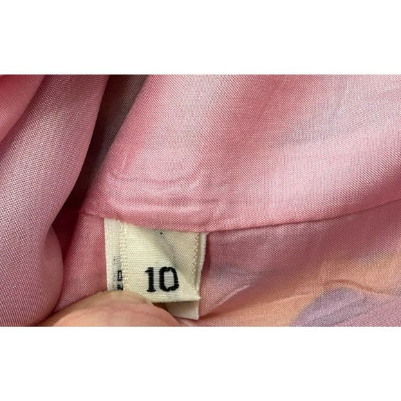 Vintage Mary McFadden Collection Pastel Floral Silk Dress Embossed Shoulder Pads - Picture 12 of 13